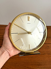 Vintage Kienzle German Brass Desk Clock - Mid-Century Modern - For Repair - 7"