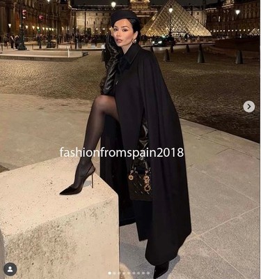 ZARA NEW WOMAN ZW COLL LIMITED EDITION WOOL BLEND CAPE COAT BLACK