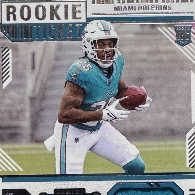 Panini 2024 Contenders Jaylen Wright Dolphins Rookie Ticket Swatches RTS-JWT