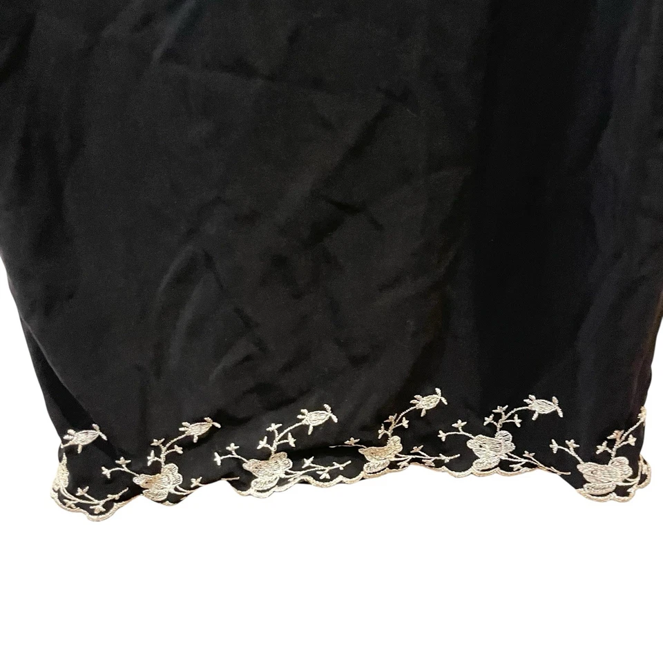 Vestido Largo Vintage Y2K City Triangles Malla Negra Blanco Bordado Floral Años 90 M Foto 4 de 4