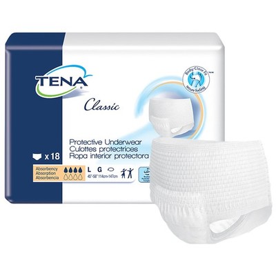 TENA Classic Protective Underwear Adult Pullup Disposable Large 72514 72 Ct