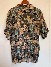 VTG Pierre Cardin Shirt Mens M Button Up Multicolor Abstract Sopranos Disco