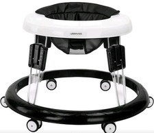 UDRAVOO Baby Walker Round Folding Wheeled Seat Adjustable Height Black/White