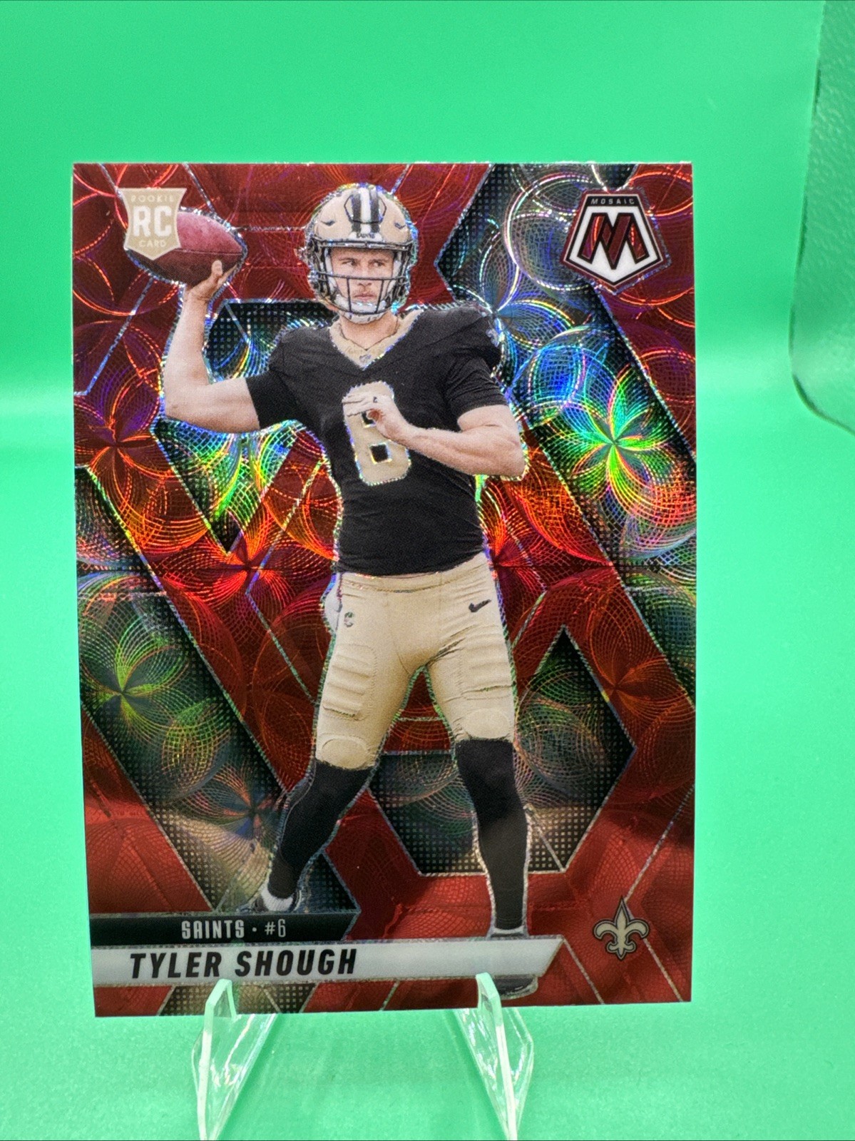 Tyler Shough 2025 Panini Mosaic RC #312 Red Scope Prizm Saints