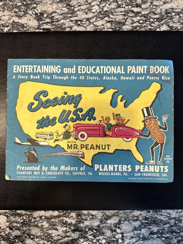 1950 PLANTERS PEANUTS PAINT BOOK BEAUTIFUL UNUSED VERS #2 