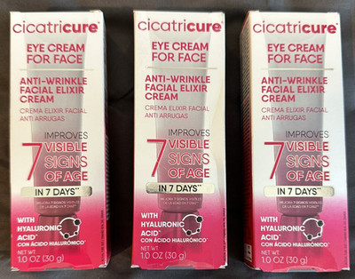 3 Cicatricure Eye Cream For Face Anti-Wrinkle Facial Elixir Cream 1oz Hyaluronic
