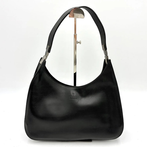 Gucci Tom Ford Era Leather Hobo Bag 0013767 Black One-Shoulder Purse Luxury