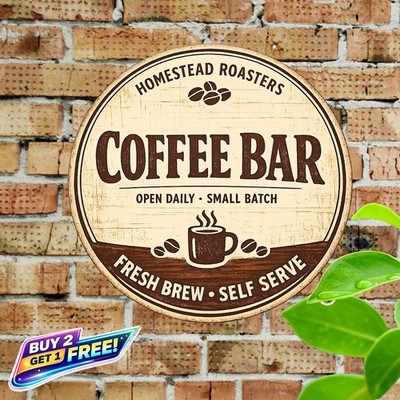 The Carters Coffee Bar Custom Round Metal Sign 8x8 Personalized Vintage Decor