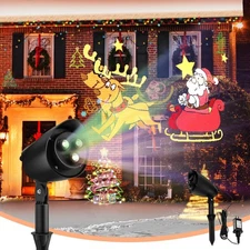 Goplus Christmas Projector Lights Outdoor, LED Santa Claus on Sleigh Black 