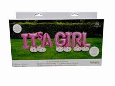 Anagram Airloonz ITS A GIRL Pink 3 Decorative Balloons Indoor/Outdoor 106" x 34"