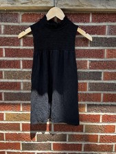 Black Smocked High Neck Ruffle Neck Sleeveless Mini Dress