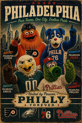 Philadelphia Flyers Gritty Mascot Poster NHL Hockey Sports Poster 11x17 Unframed