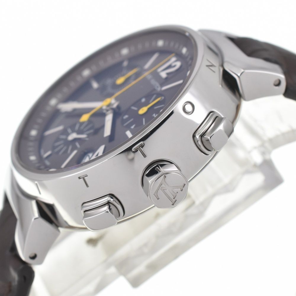 Louis Vuitton Tambour Chronograph Q1321 Women's Watch SS Leather Brown Used From thumbnail 3