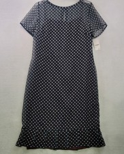 Vintage Sara Campbell Polka Dot Sheer Dress 6 Navy Deadstock Retro Rockabilly