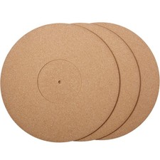 Outus 3 Pieces Cork Turntable Mats in 12 Inch x 3 mm Recessed Brown