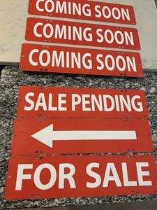 New Realtor Rider Topper Signs * 24x6 Metal White on Orange 6 Total Lot NOS