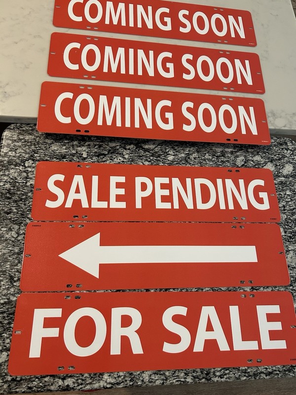 New Realtor Rider Topper Signs * 24x6 Metal White on Orange 6 Total Lot NOS