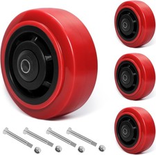 5  Polyurethane Caster Wheels Set of 4 Double Roller Bearing Heavy Duty
