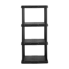 4-Shelf Plastic Storage Shelf, Black, 22" W x 14" D x 47" H