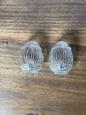 Two Vintage Bird Cage Feeder/Water Clear Glass Cups Stamped USA