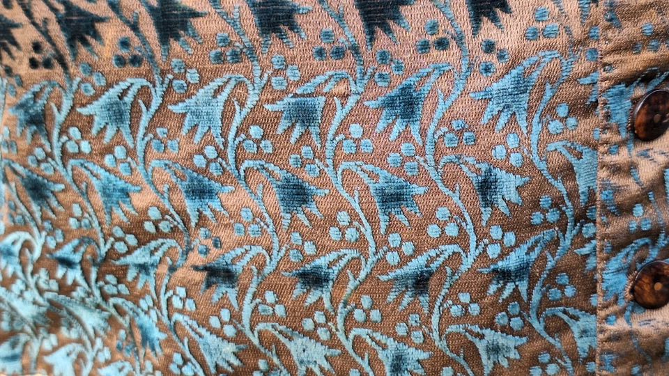 Original regency 1790s 1820s waistcoat vest 40" chest stand collar antique blue - Image 4 of 4