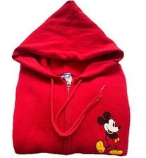 VTG USA Mickey Mouse Disney Character Fashions Sweatshirt XL Red Hoodie Full Zip
