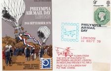 Stamps UK -cover flown by Helicopter on Philympia Airmail Day 19 Sep 1970