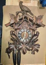 Antique Signed G.K. George Kuehl Cuckoo Clock for repair, Nice Carving