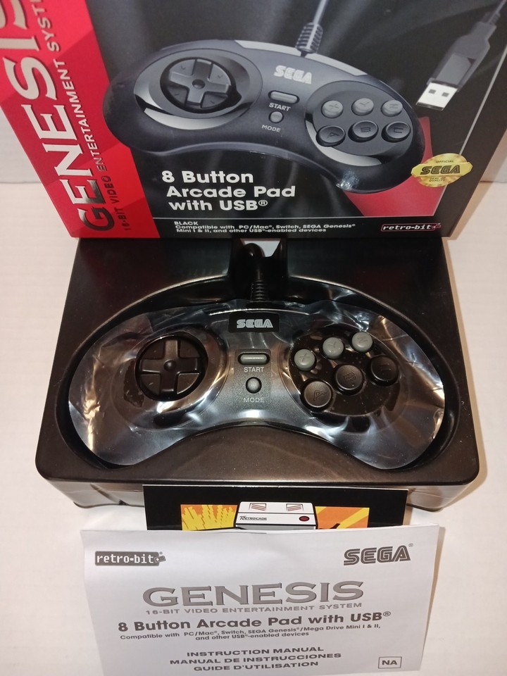 Retro-Bit Official Sega Genesis 8-Button Arcade Pad USB Controller PC ...