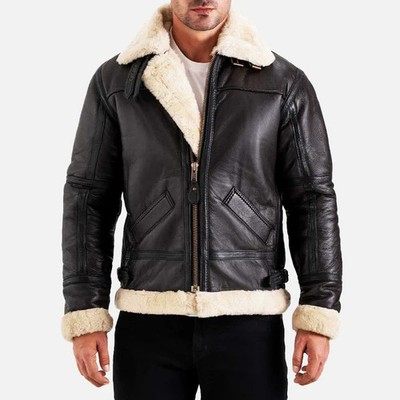 Marco Enzolani Mens B3 Trentino B3 Brown Real Shearling Bomber Jacket