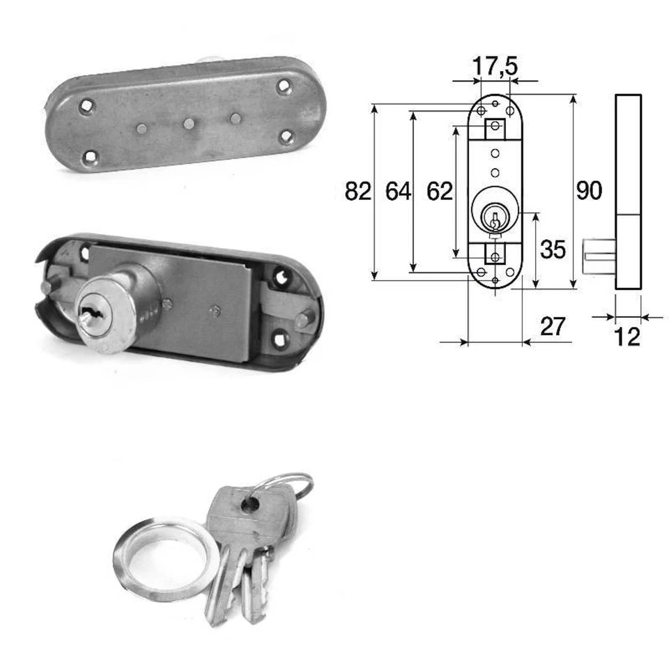 BRICOSHOPPING Serratura A Stringa Con Cilindro Per Ante Armadi 145cil 90x27x12 Cas Meroni