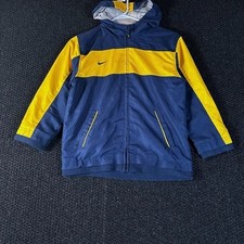 Vintage Nike Kids Jacket Blue Yellow Team Engineered Athletic Hooded Size Large
