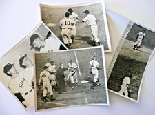 1950s NY GIANTS- BROOKLYN DODGERS BASEBALL ACTION PRESS PHOTOS – 4-PIECE LOT!