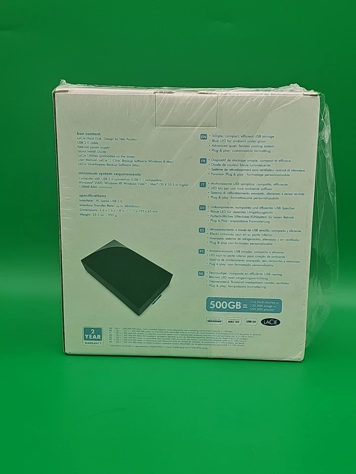 LaCie 750 GB USB 2.0 Desktop External Hard Drive Design by Neil Poulton 301303U - Image 3 of 4