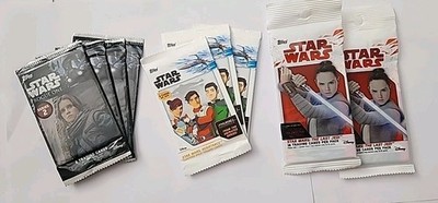 Mixed Lot 9 Pks Topps Star Wars: 4 Rogue 1 S2, 2 Last Jedi Hangers, 3 Resistance