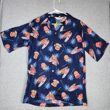 Sunny Island Shirt Adult Medium Totem Surf Board NWT Wood Button Rayon