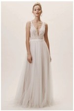 60% OFF Preowned Anthropologie Wedding Dress Size 16 BHLDN "Quillen" Boho A-Line