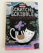 Ooly Mini Kit Scratch & Scribble Cutie Cats Guided Artwork 6 Sheets New