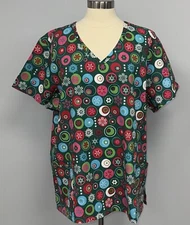 NWT SB Scrubs Christmas Print Scrub Top Size 2X Cotton Emerald Green Holiday