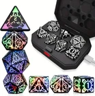 7PCS LED DND Dice Set,Rechargeable in The Dark Dice with Charging Storage Box