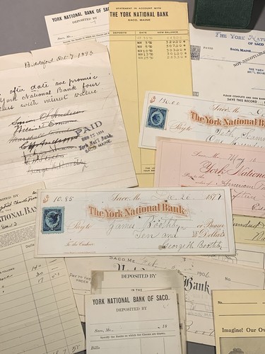 York National Bank ~ Saco, Maine ~ Paper History Lot ~ Bank Checks Receipts - Picture 3 of 11