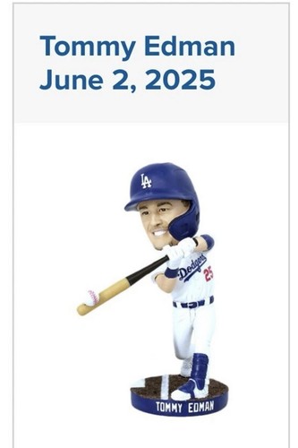 Tommy Edman 2025 Los Angeles Dodgers SGA Bobblehead * * 1st Dodgers Bobble * * - Picture 5 of 6