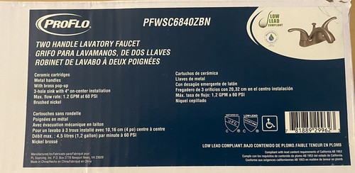 Proflo Faucet Nickel PFWSC6840 Alvord 1.2 GPM Centerset Bathroom - Picture 3 of 5