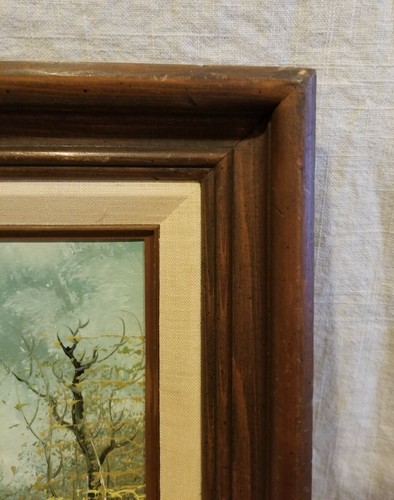 Landscape Winter Barn With River Certified Oil Painting SIGNED By Artist, Framed - Picture 8 of 9