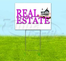REAL ESTATE 18x24 Yard Sign WITH STAKE Corrugated Bandit USA BUSINESS REALTY