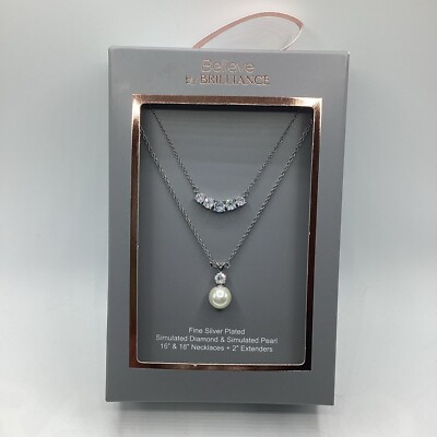 NEW Believe By Brilliance Fine Silver Plated Simulated Diamond
