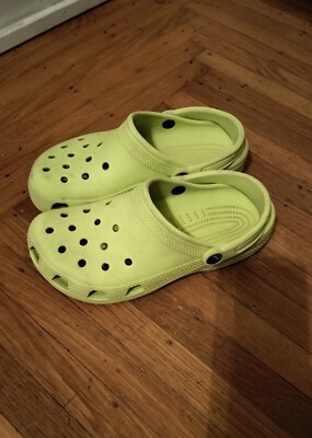 Crocs Womens Classic Clogs Shoes Yellow Slip On Low Heel Waterproof Perforated 8