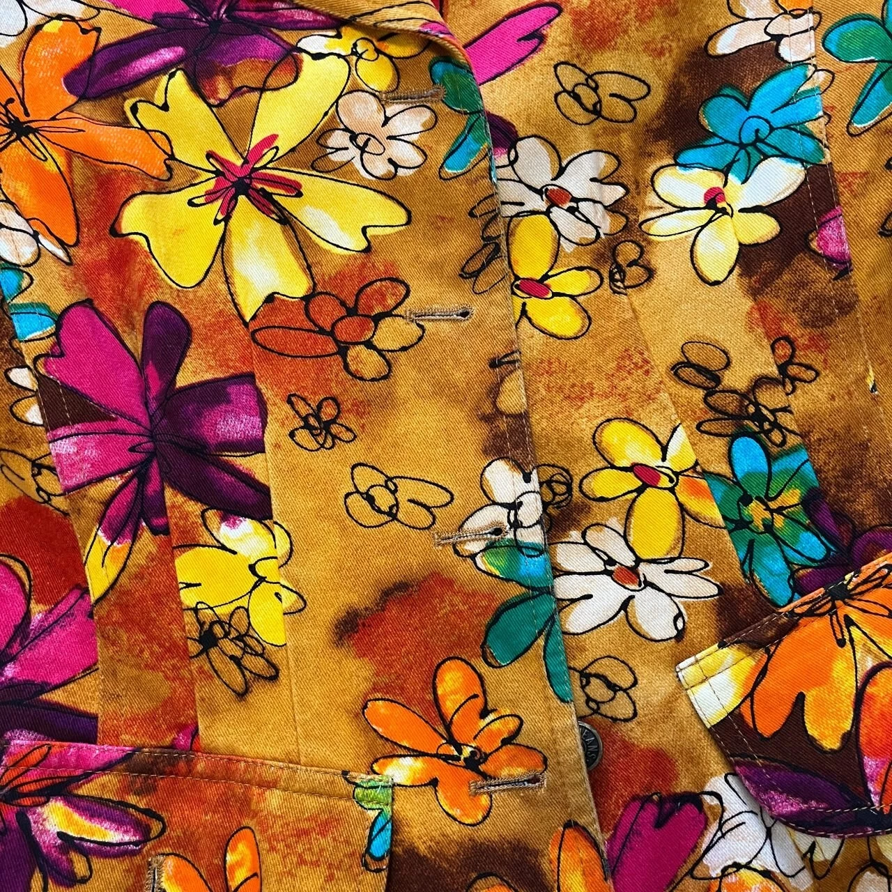 Blazer vintage MOSCHINO jeans floreale The Nanny anni 90 XS S multicolore