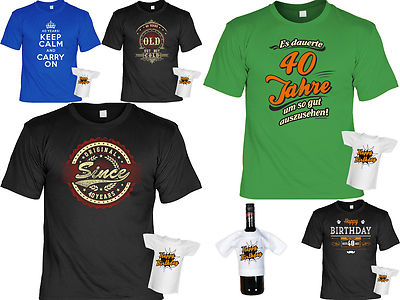 Geschenkset T-Shirt zum 40.Geburtstag + Mini Flaschenshirt - Sprüche 40 Jahre
