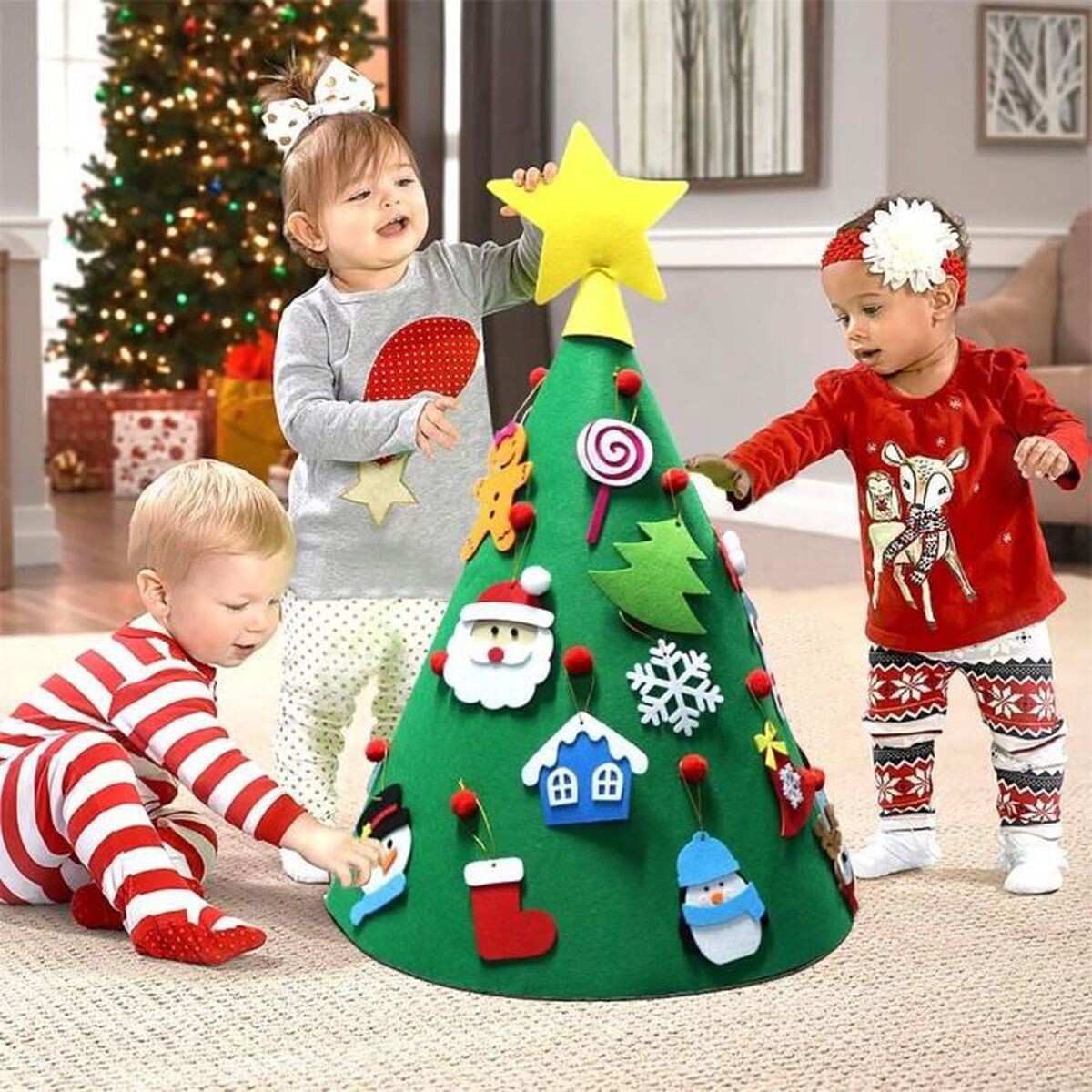 Sapin de Noël feutrine à décorer avec 18 pièces, le cadeau d'éveil parfait pour l'Avent